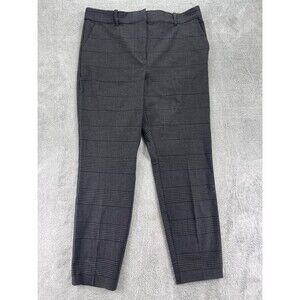 H&M Ankle Pants Womens 16 Gray Plaid Preppy Tapered Leg Elastic Waist High Rise